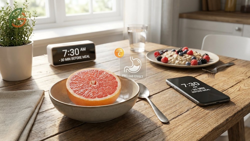 Best time to eat grapefruit for weight loss is 20-30 minutes before meals to utilize fiber for satiety and reduce total calorie intake.