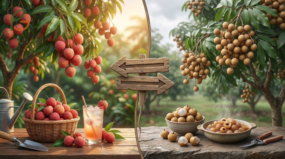 Lychee vs longan selection guide helping gardeners choose the right fruit tree based on local climate and maintenance.