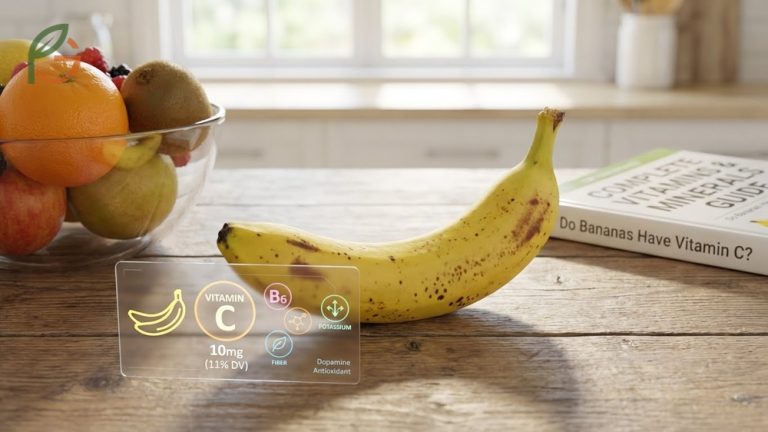Do bananas have vitamin C confirmed with 10mg per medium fruit alongside essential vitamins and minerals.