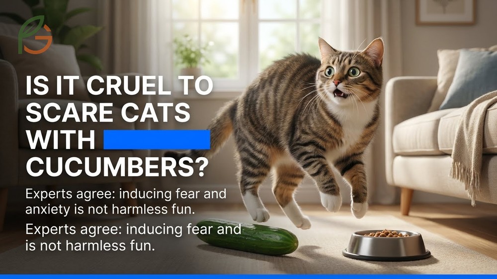 Is it cruel to scare cats with cucumbers discussing long term anxiety risks and potential health issues like hepatic lipidosis.