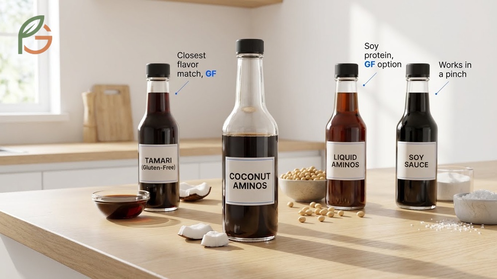 What are coconut aminos substitute options like tamari and liquid aminos that offer similar umami flavors for cooking.