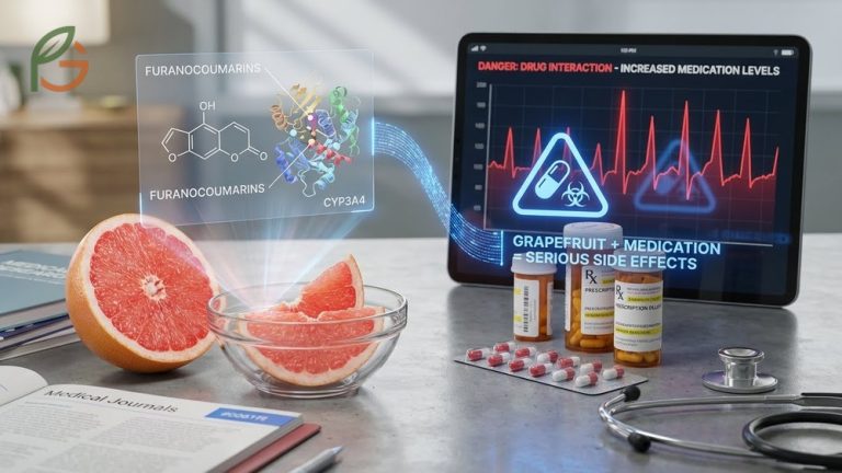 Why is grapefruit dangerous due to furanocoumarins blocking CYP3A4 enzymes and increasing medication blood levels.