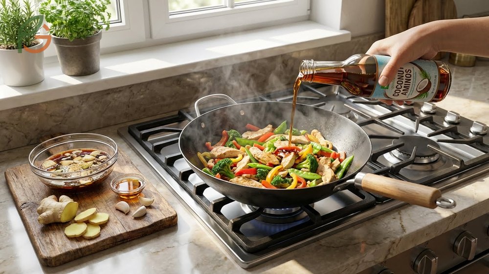 Cooking with coconut aminos in stir-fries and marinades where amino acids remain stable at high cooking temperatures.