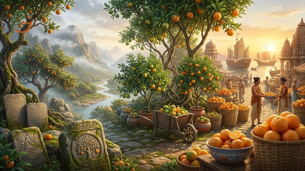 What came first the color orange or the fruit history detailing how Portuguese merchants brought sweet oranges to Europe.