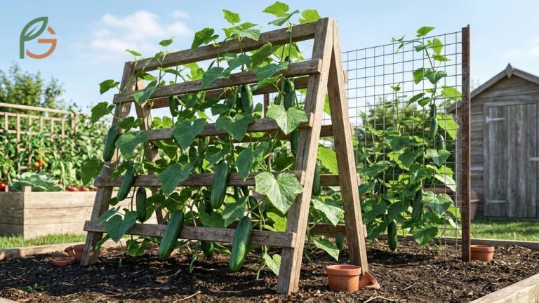 How to grow cucumbers vertically using sturdy trellises and supports to maximize garden yields.