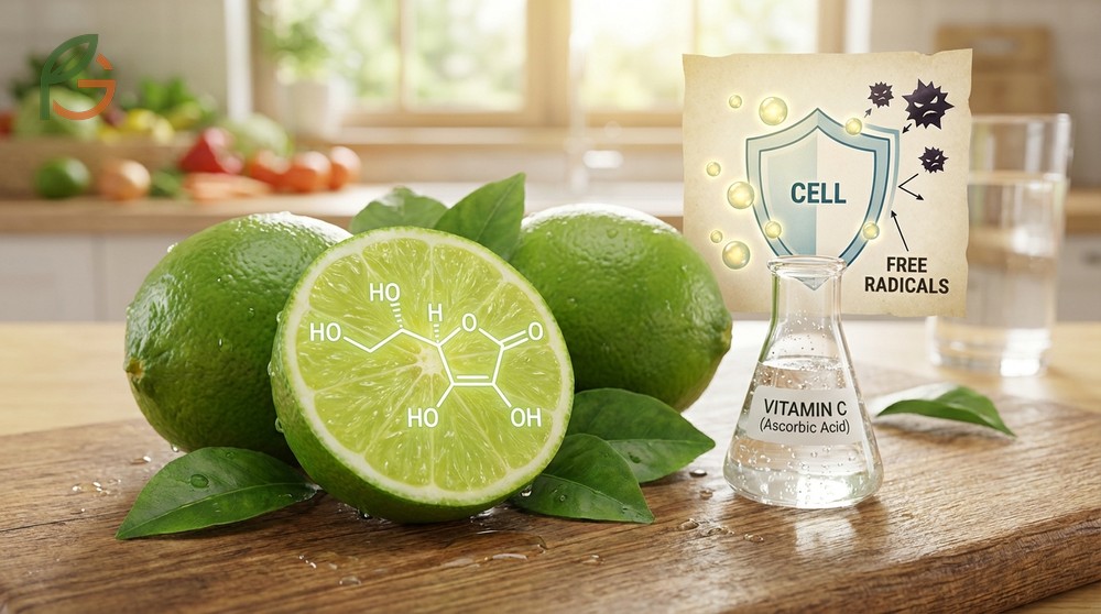 Do limes have vitamin c analysis showing 29.1mg of ascorbic acid per medium fruit for immunity.