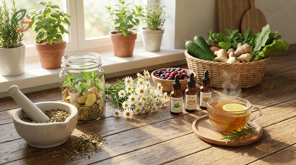 Natural remedies for bloating like ginger tea can reduce the time food sits in the stomach by up to 50 percent.