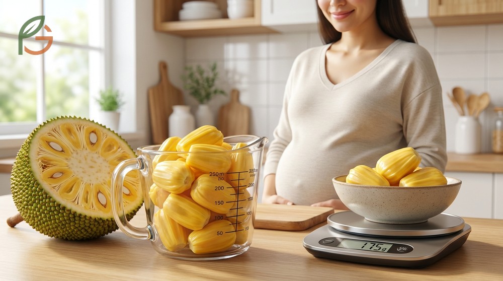 Safe serving size jackfruit pregnancy recommendations suggest 150 to 200g portions up to 3 times weekly.