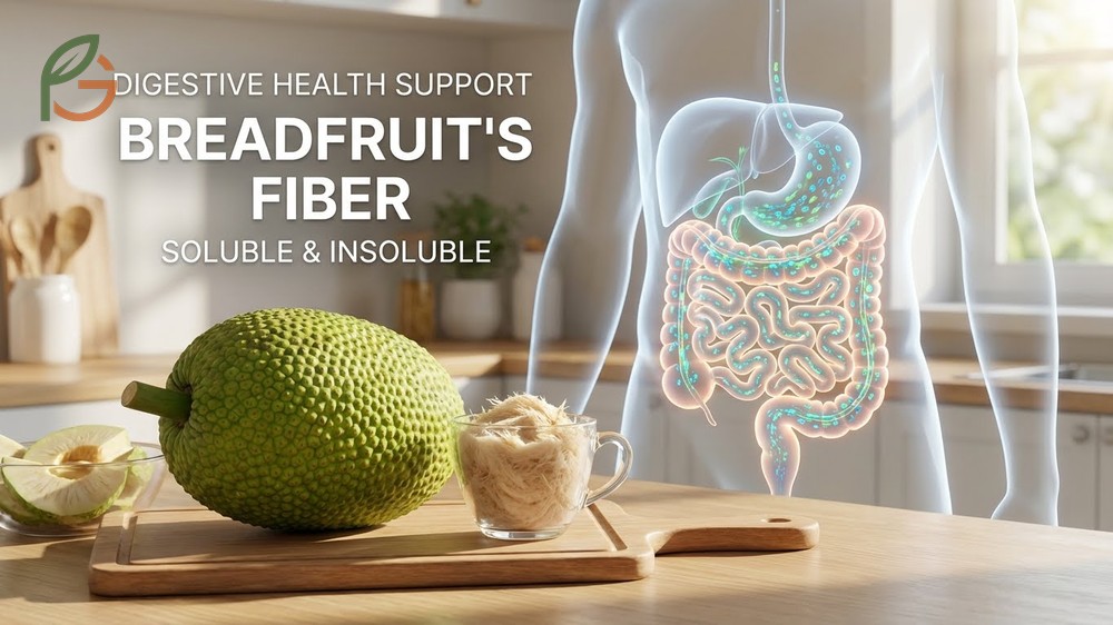 Digestive health support from breadfruit fiber promotes beneficial gut bacteria and ensures regular bowel movements.