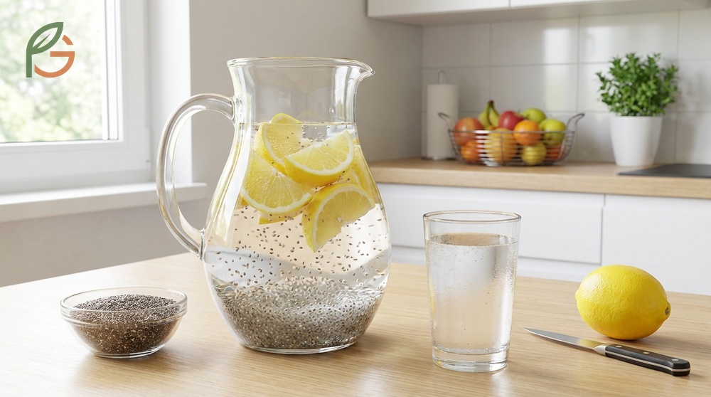 Lemon water with chia seeds weight loss works by providing 5 grams of fiber to keep you full for hours.