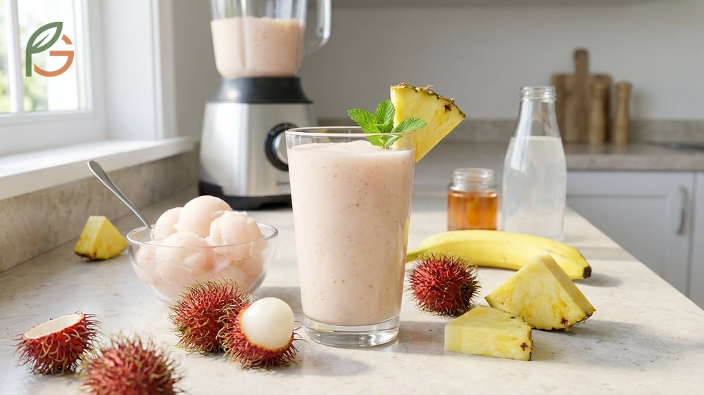 Rambutan recipes dessert featuring a refreshing sorbet made with 2 cups of peeled fruit and lime juice.