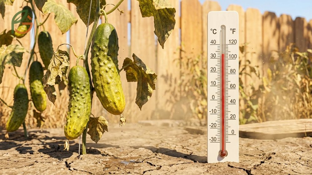 Cucumber bitterness causes including temperature fluctuations above 82 degrees Fahrenheit and genetic traits in heirloom varieties.