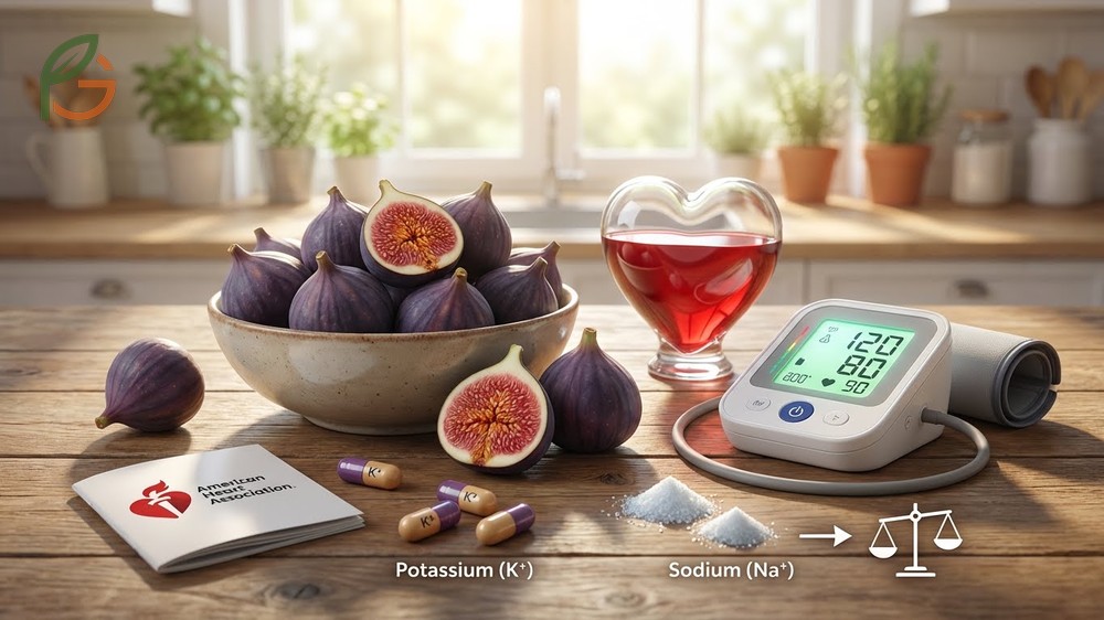 Figs for blood pressure management utilize high potassium levels to balance sodium intake.