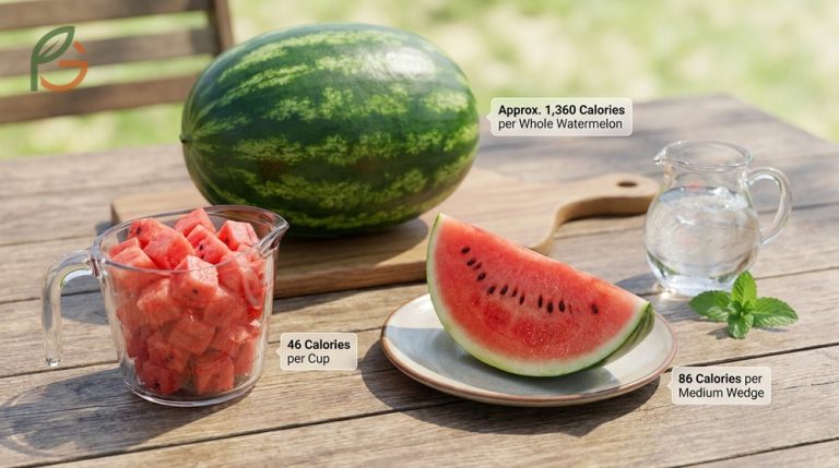 How many calories in watermelon is low at just 30 calories per 100 grams due to the high water content of 92 percent.