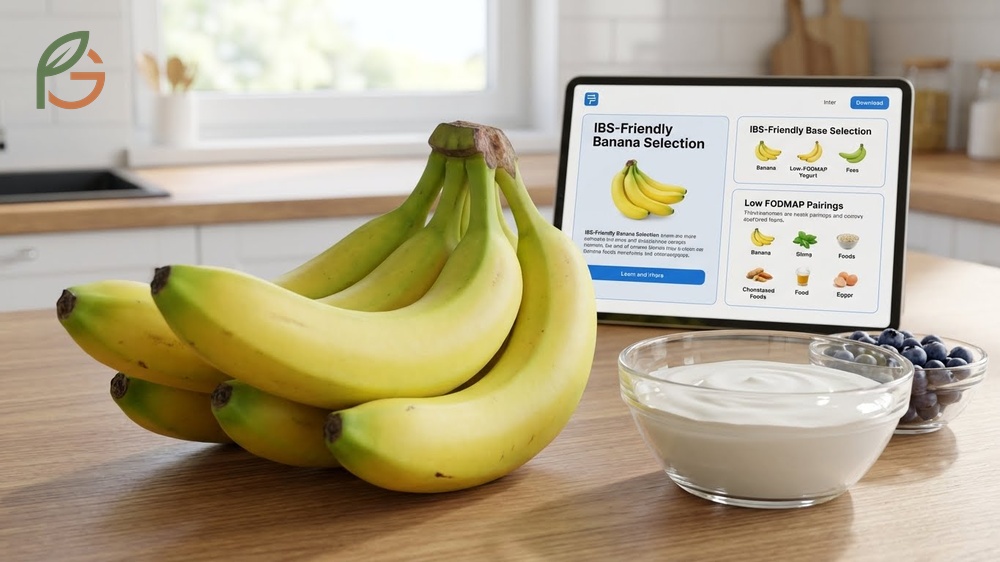 IBS friendly bananas should have green tips or uniform yellow color to maintain low fructan levels.