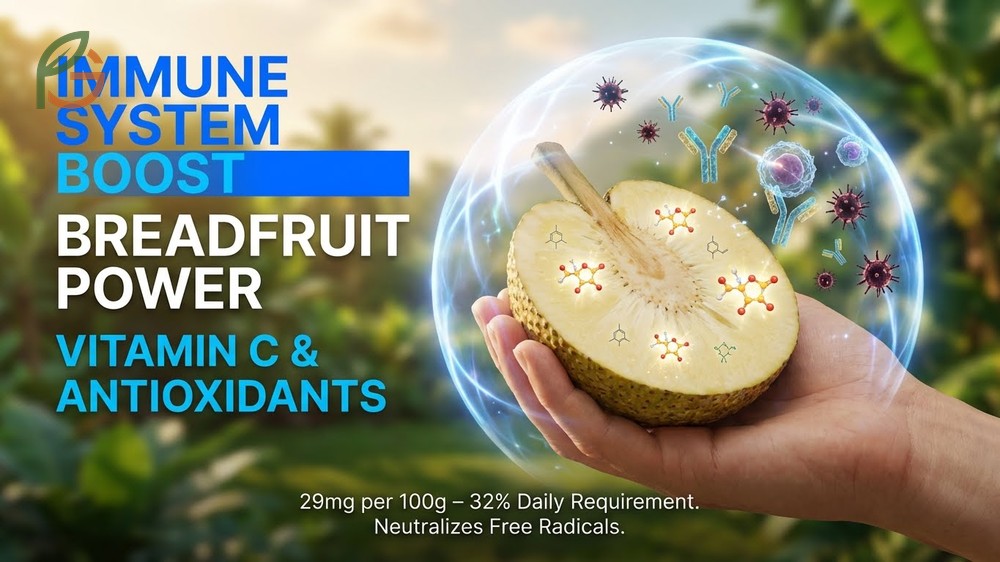 Immune system boost from breadfruit provides thirty two percent of daily vitamin C to help identify and destroy pathogens.