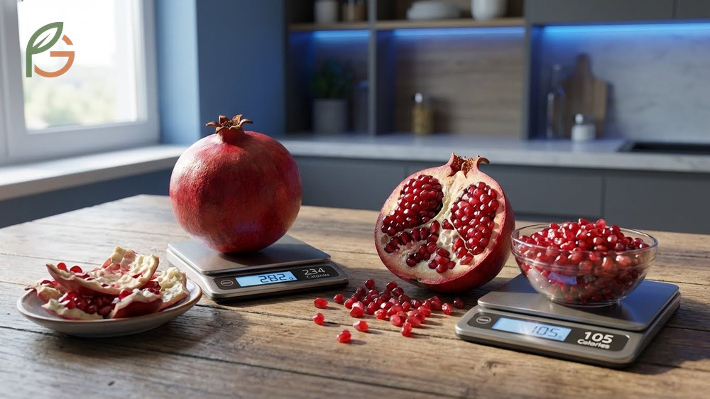 How many calories in a pomegranate serving of 100g arils is just 83 calories with moderate energy density.
