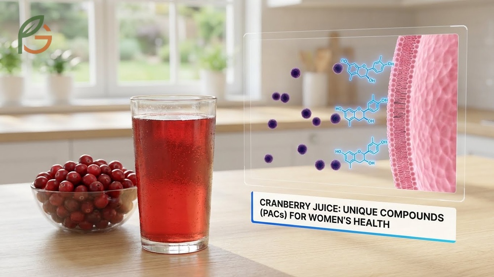 Cranberry juice for women contains proanthocyanidins that prevent bacterial adhesion better than other fruit juices.