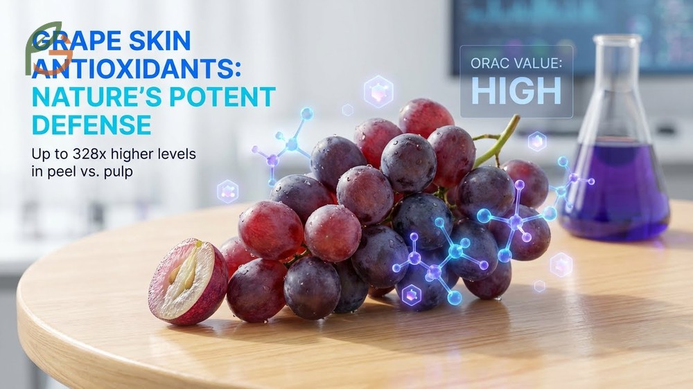 Grape skin antioxidants displayed with high ORAC values increasing from 255 to 294 units during ripening.