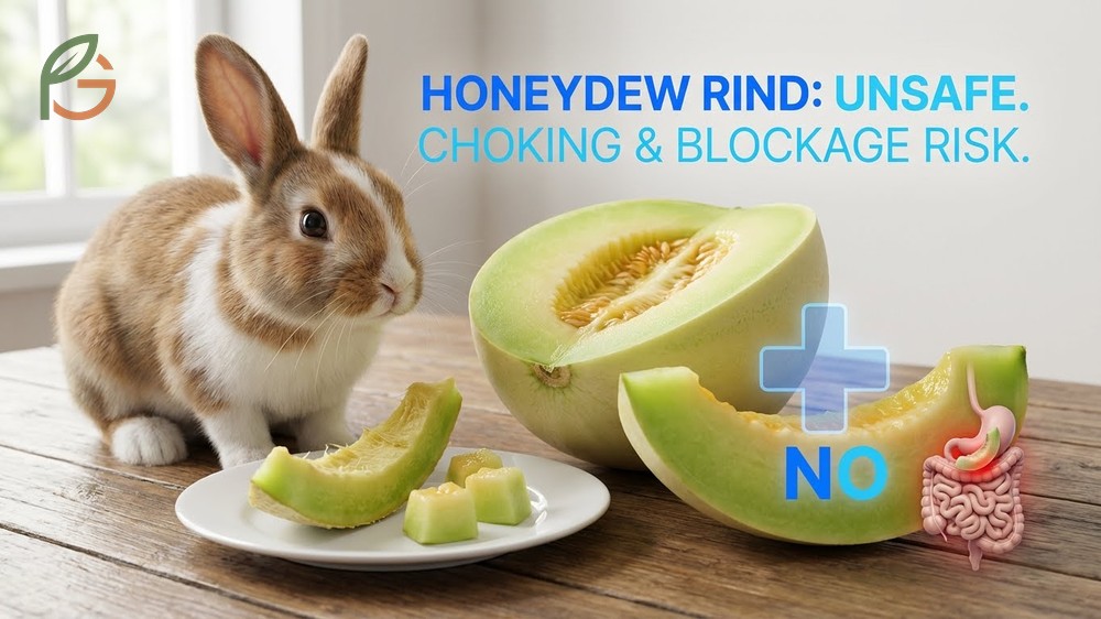 Can rabbits eat honeydew melon skin warning about choking hazards and digestive blockage risks.
