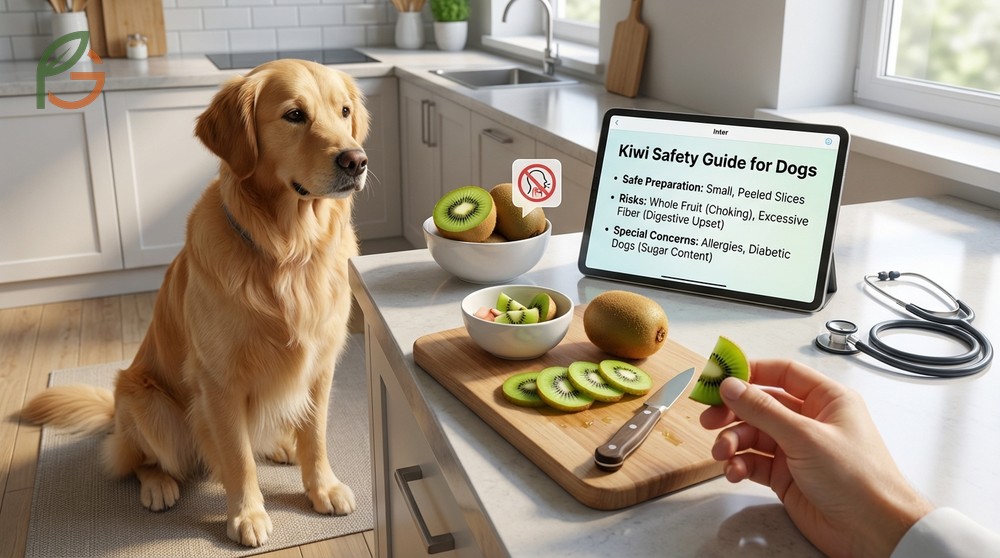 Is kiwi safe for dogs when served without skin to avoid choking hazards and blockages.