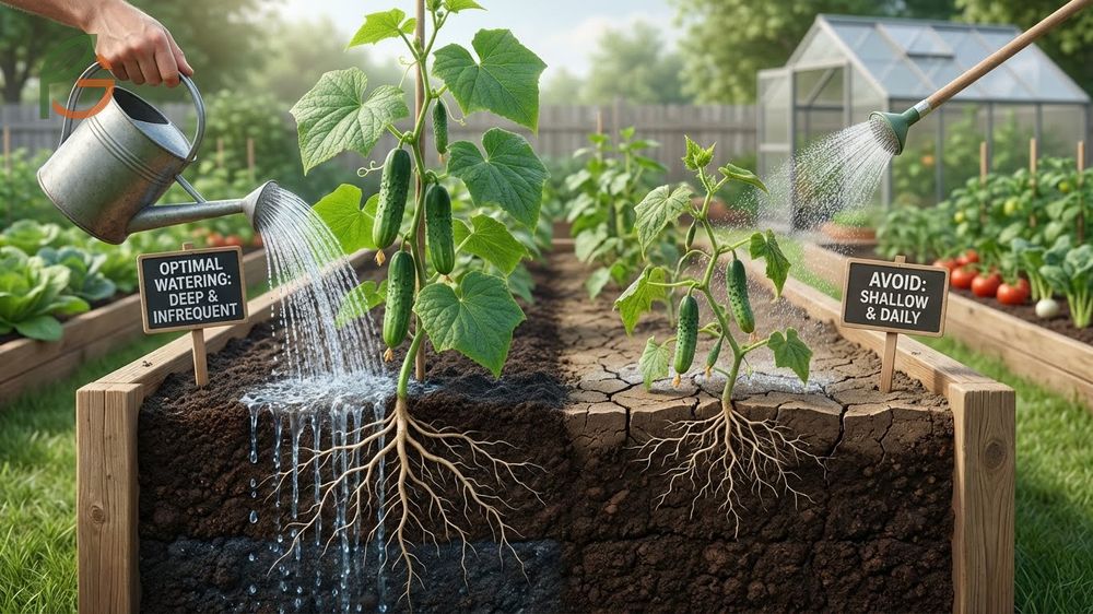 Preventing bitter cucumbers using consistent watering schedules of 25 to 50mm weekly and applying organic mulch.