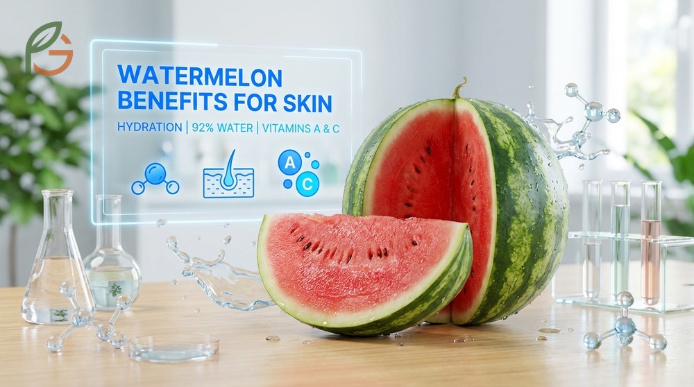 Watermelon benefits for skin stem from its 92% water content and high levels of vitamins A and C.