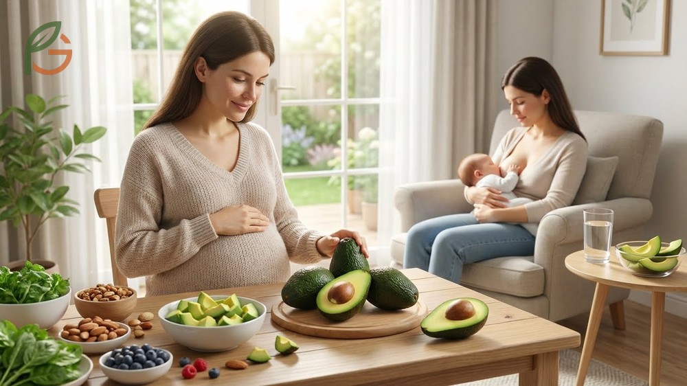 Pregnancy and breastfeeding support provided by avocado folate content meeting 27 percent of daily needs.