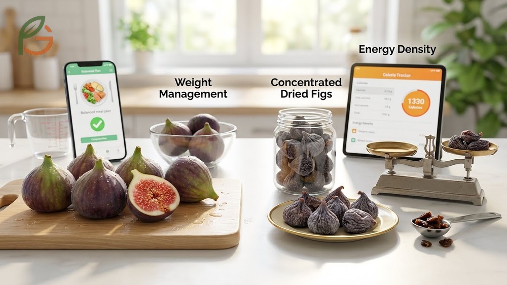 Fresh vs dried figs benefits comparison regarding calorie density and mineral concentration.