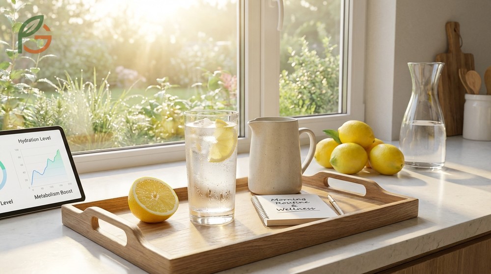 Lemon water in the morning rehydrates the body after 8 hours of sleep and provides 21 percent of daily vitamin C.