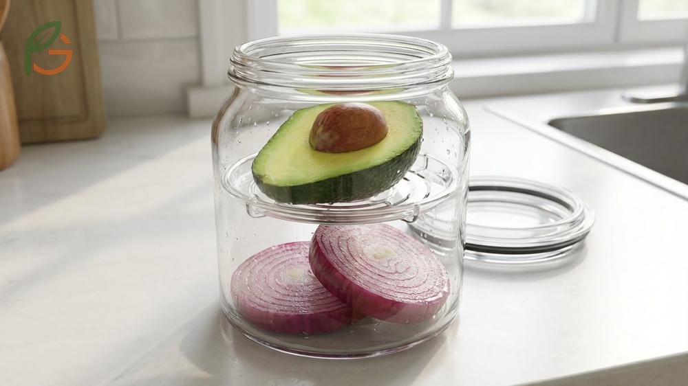 Using the onion storage method to release sulfur compounds that slow down avocado browning.