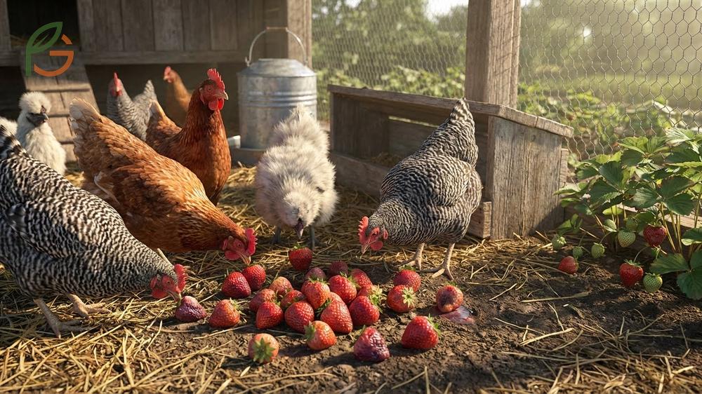 Can chickens have strawberries served fresh or frozen in moderation to maintain balanced nutrition.