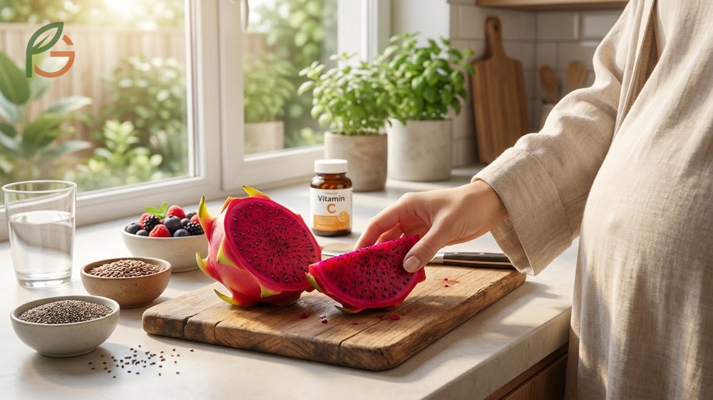 Dragon fruit benefits during pregnancy include immune support from vitamin C and folate for fetal development.