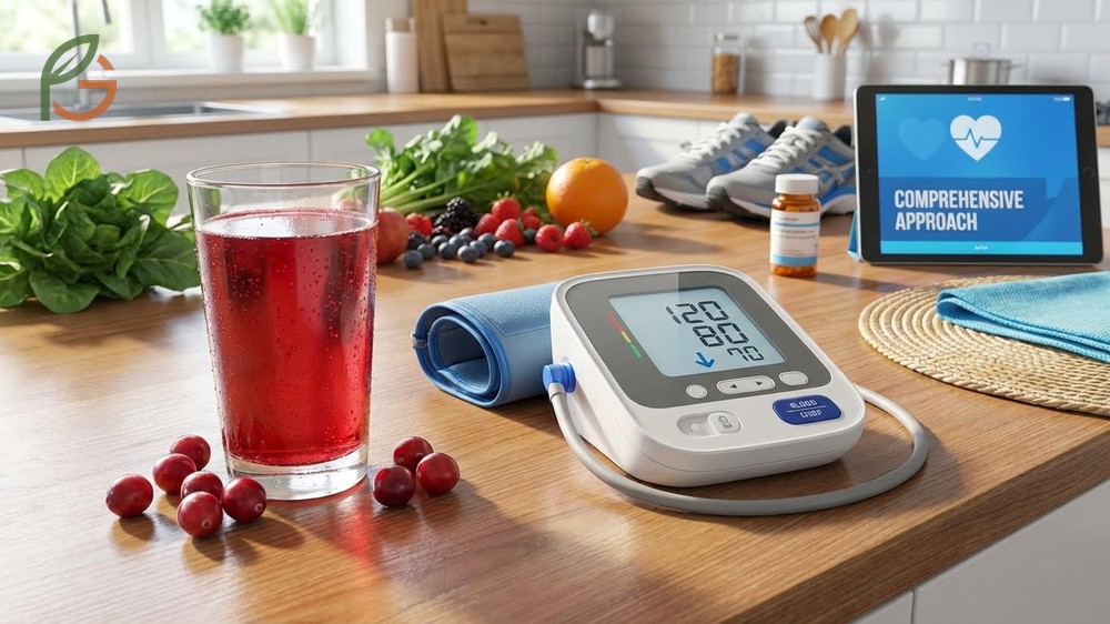 Is cranberry juice good for high blood pressure management when combined with a low sugar diet and exercise.