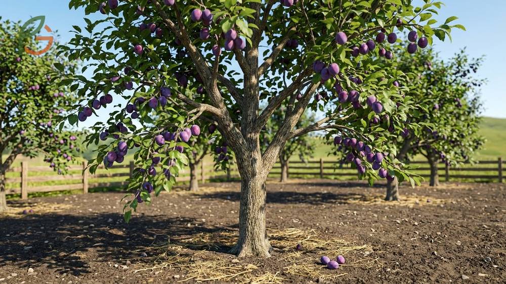 Plum trees produce fruit 3 to 6 years after planting with harvest seasons running from June through September.