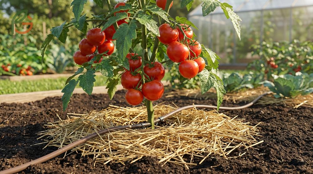 Preventing tomato cracks involves consistent watering and applying organic mulch to regulate soil moisture.