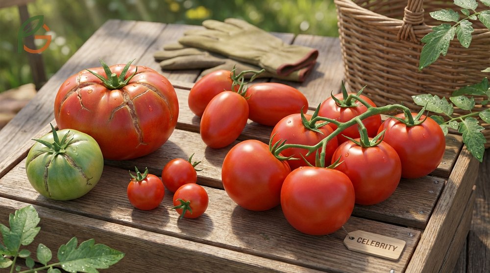Crack resistant tomato varieties like Celebrity and Big Beef have thicker skins to prevent splitting.