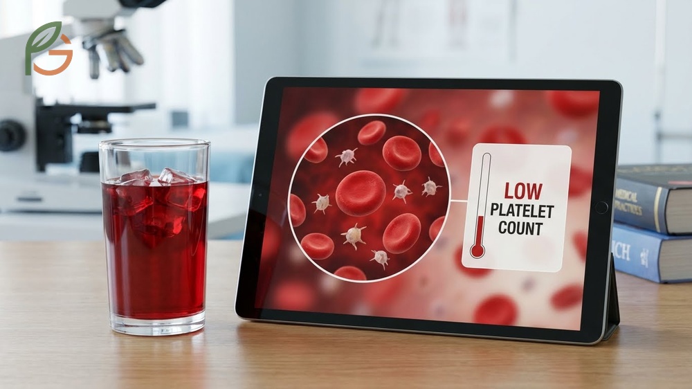 Cranberry juice and thrombocytopenia caution for patients with low platelet counts due to rare immune reactions.