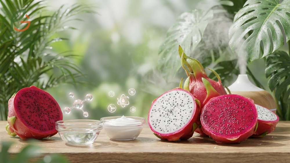 Dragon fruit for skin benefits utilizing 85 percent water content and vitamin C for collagen production.