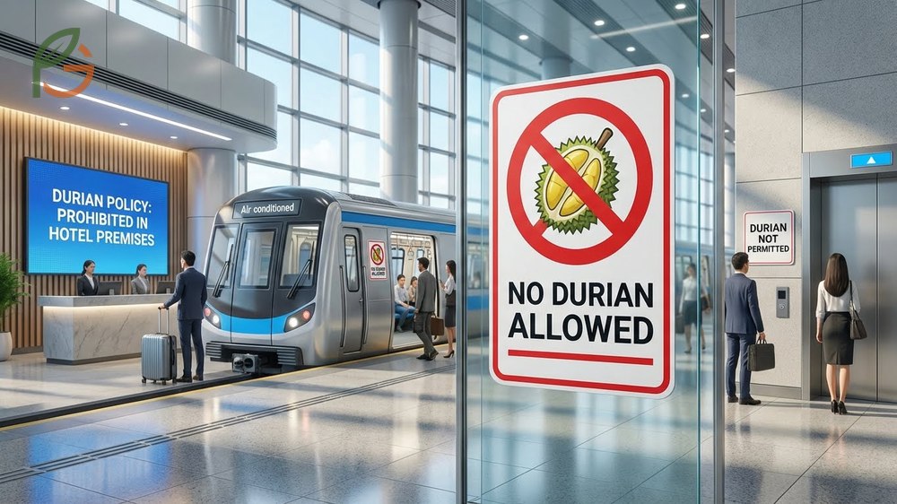 Durian banned locations including Singapore MRT stations where violations can result in fines up to 500 dollars.
