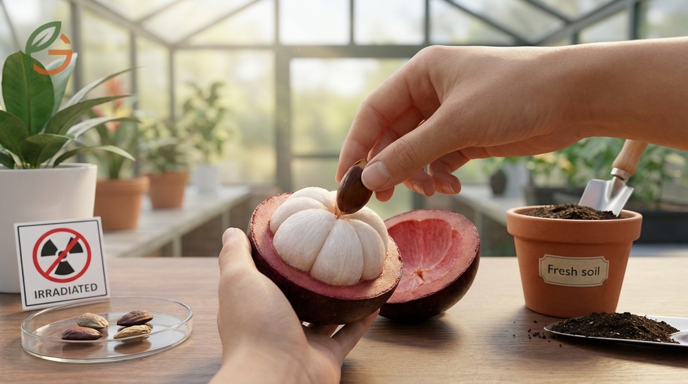 How to grow mangosteen starts with fresh seeds that lose viability within 5 days of fruit harvest.