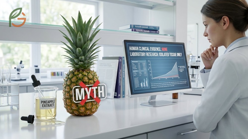Pineapple labor induction myth is debunked as digestive breakdown prevents bromelain from affecting the uterus.