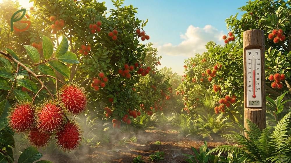 Rambutan climate requirements include high humidity above 70 percent and temperatures between 71 and 86 degrees.
