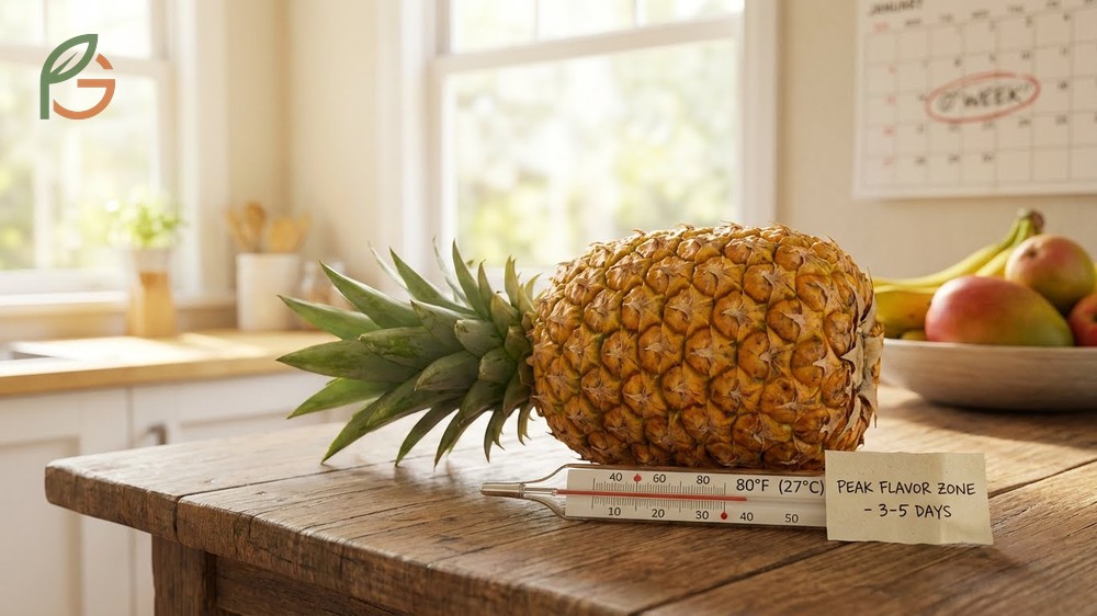 Room temperature storage is best between 78 and 82 degrees Fahrenheit for completing the natural ripening process.