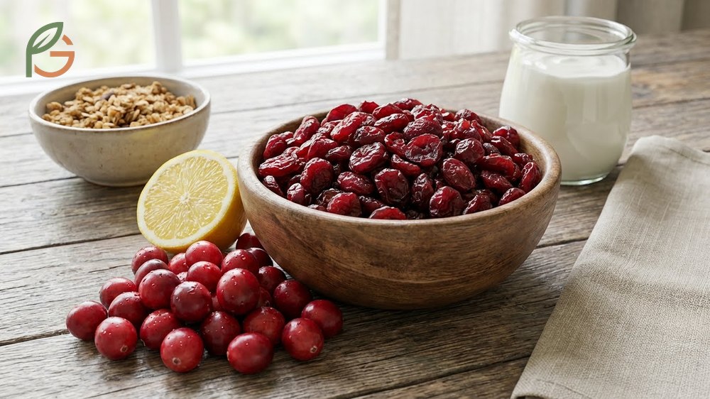 Sugar free dried cranberries showing carb reduction benefits and natural tart flavor profile without added sweeteners.