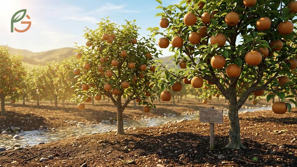 Asian pear fruit tree planting requirements including well draining soil and specific chill hours.