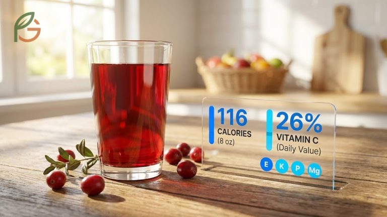Cranberry juice nutrition facts reveal 116 calories per cup and high levels of vitamin C for immune support.