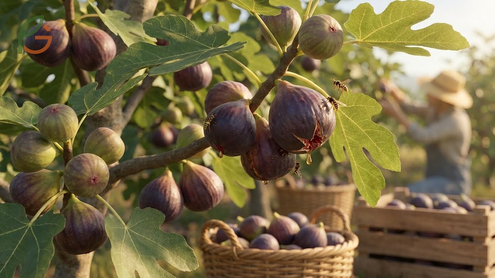 Fig harvest timing best practices including daily morning checks during peak ripening season.