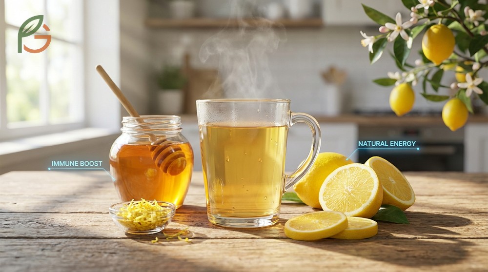 Honey lemon water benefits include soothing sore throats and providing natural energy with antibacterial properties.