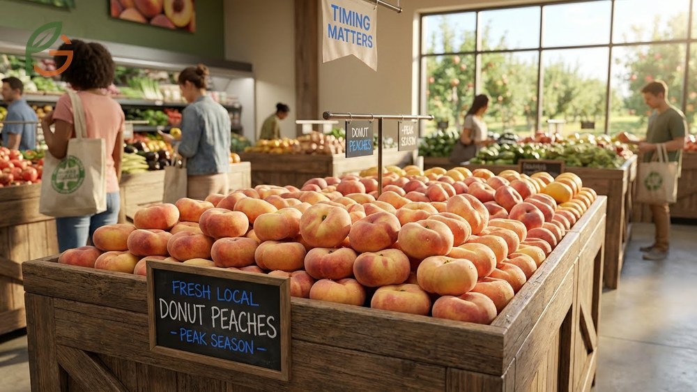 Donut peaches where to buy at major grocery chains like Kroger and Costco during the summer peak season.